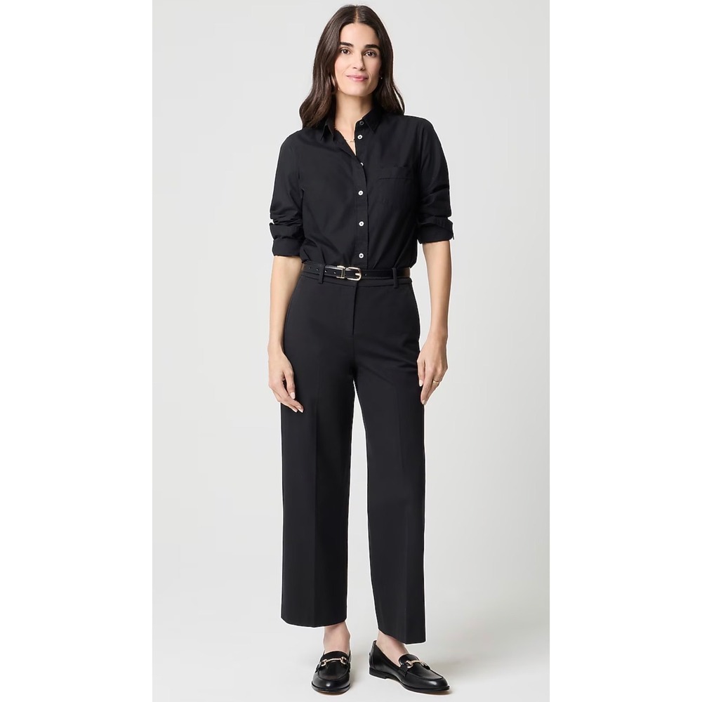 J.Crew Remy Wide-Leg Cropped Pant Black Stretch Trouser Size 4T 4 Tall CG389 NEW